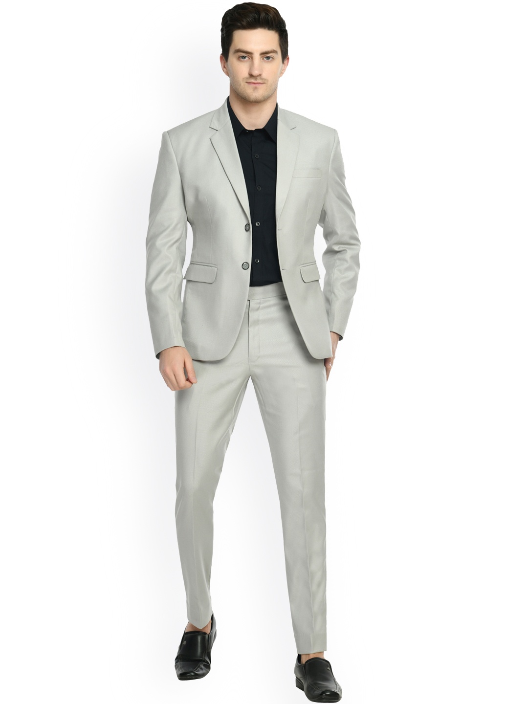 

TrulyFeb Mens Grey Single-Breasted Blazers
