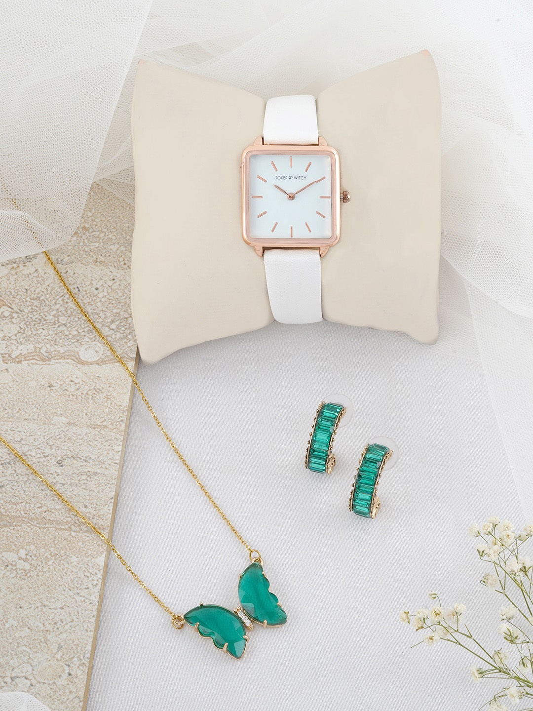 

JOKER & WITCH White & Green Orchid Ice Love Stack Watch Gift Set