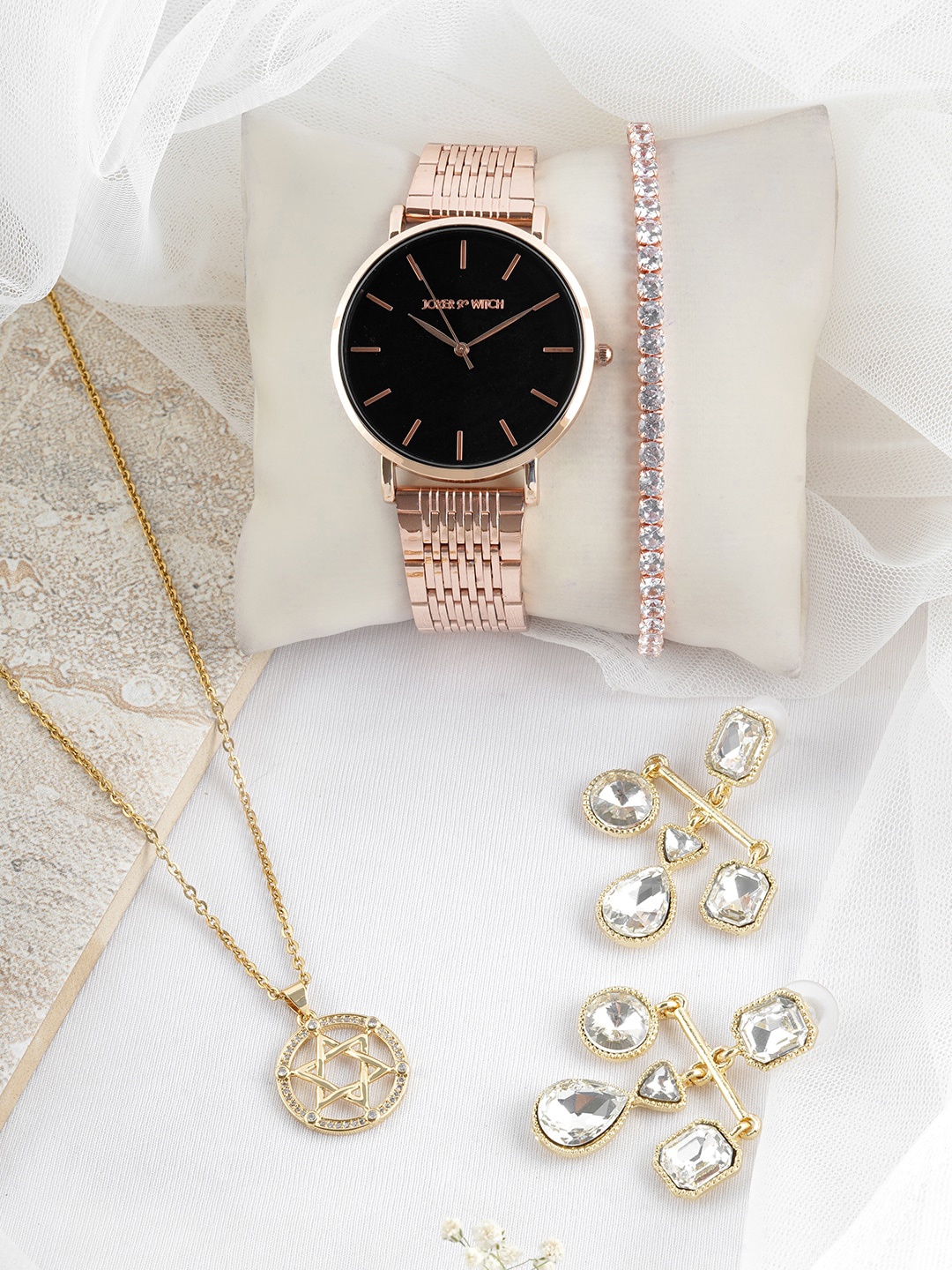 

JOKER & WITCH Rose Gold-Toned & White Sparksfly Love Stack Watch Gift Set
