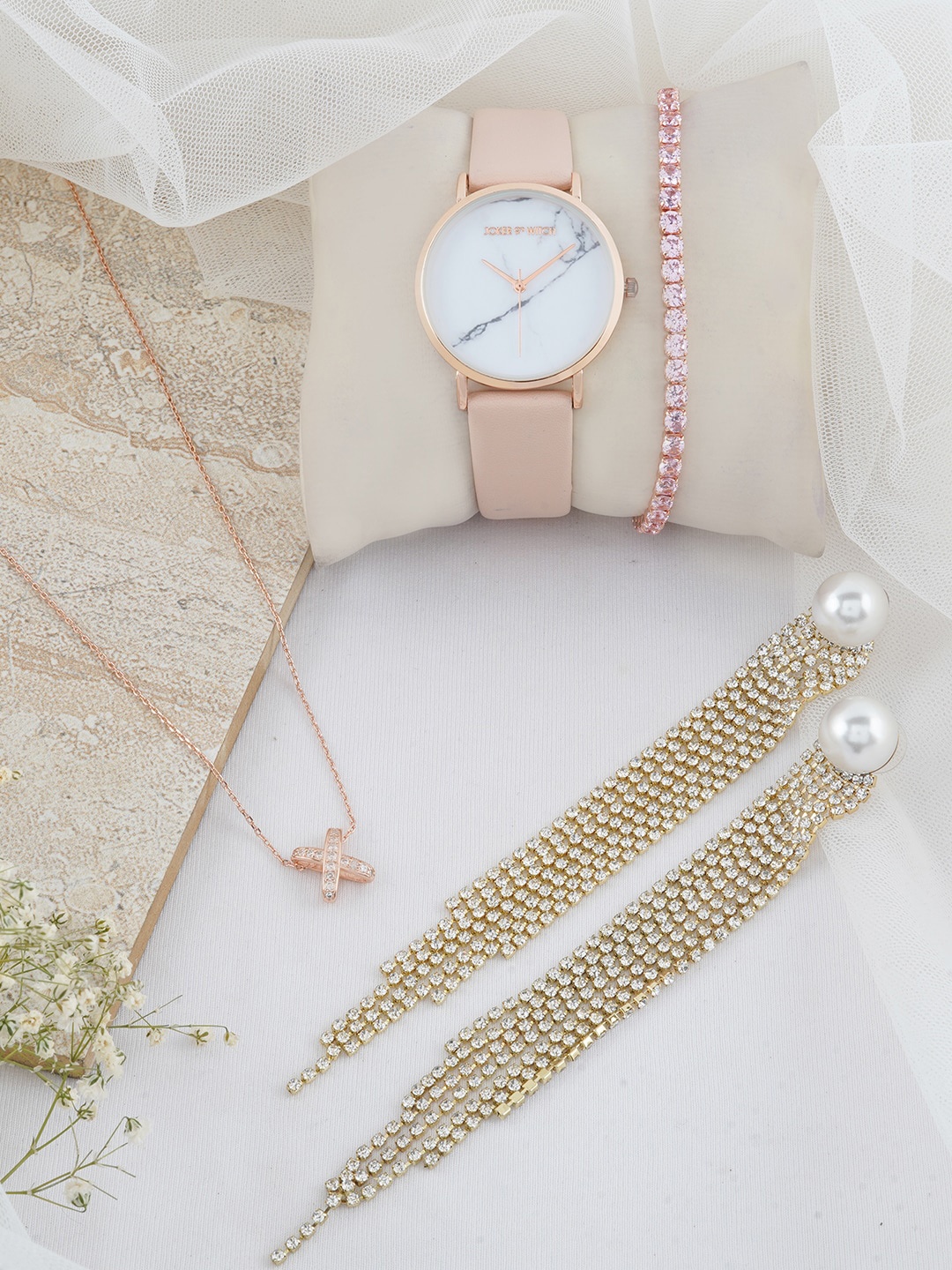 

JOKER & WITCH Women Gold-Toned & Pink Watch Gift Set
