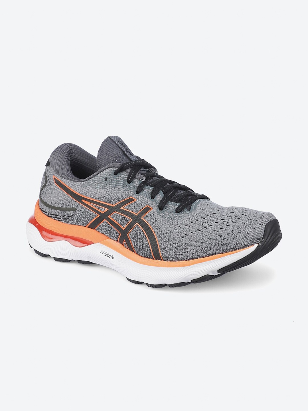 

ASICS Men Grey & Orange Textured GEL-Nimbus 24 Running Non-Marking Shoes