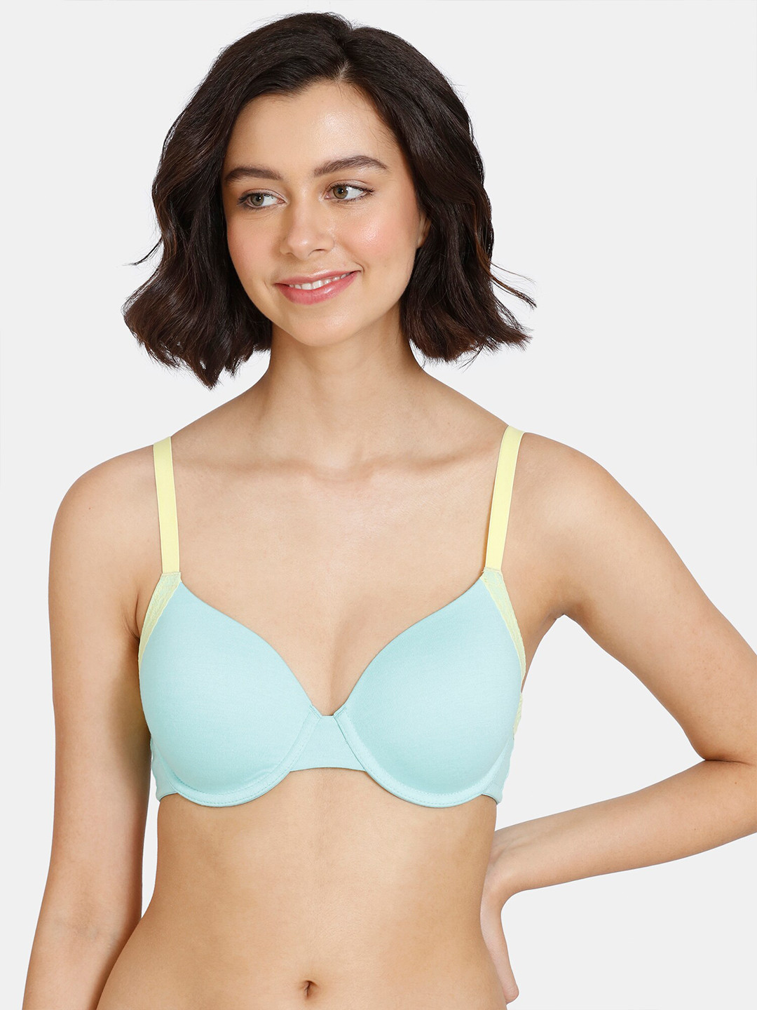 

Zivame Blue & Yellow Underwired Lightly Padded Bra