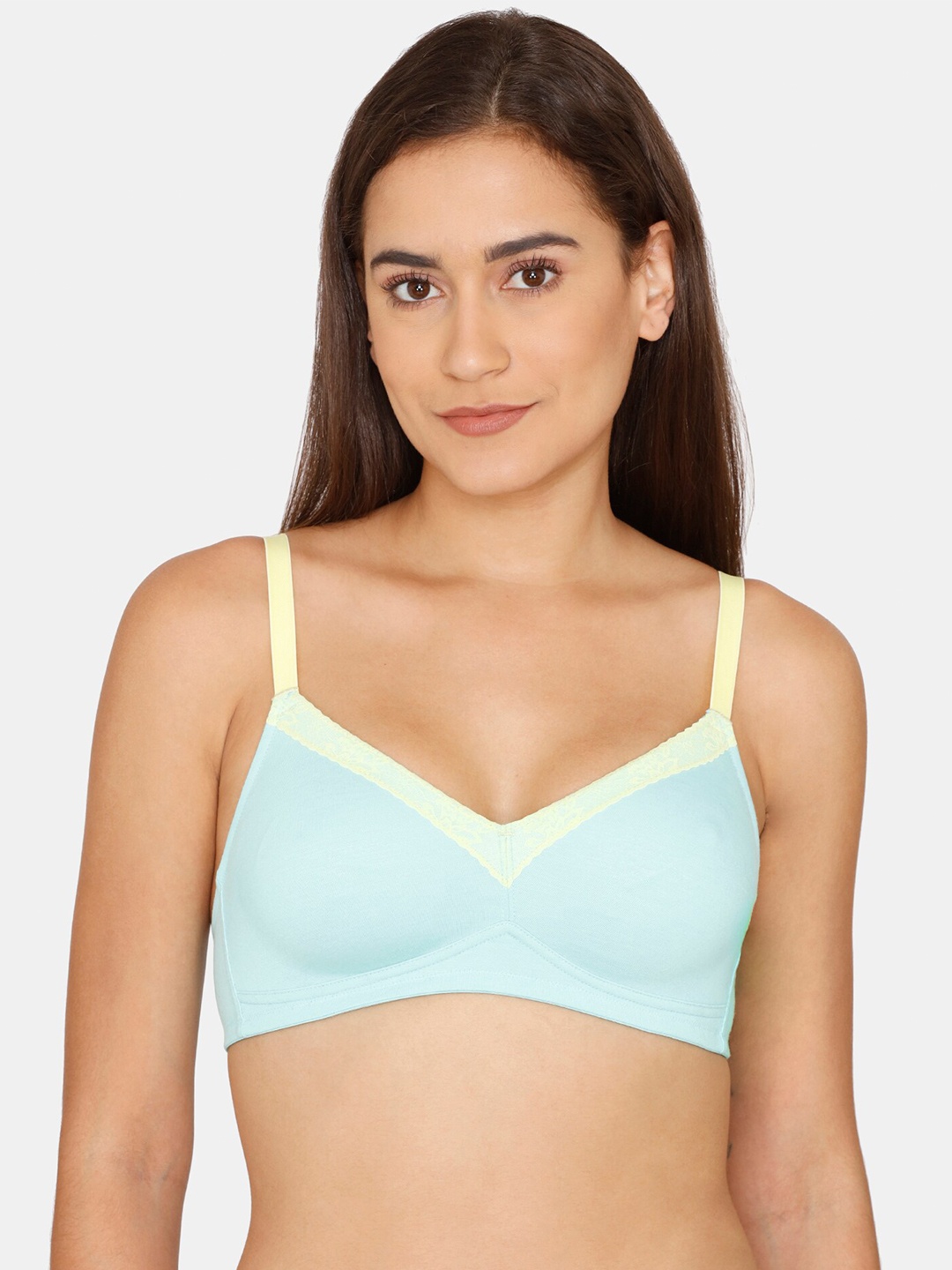 

Zivame Blue & Yellow Non Padded T-shirt Bra