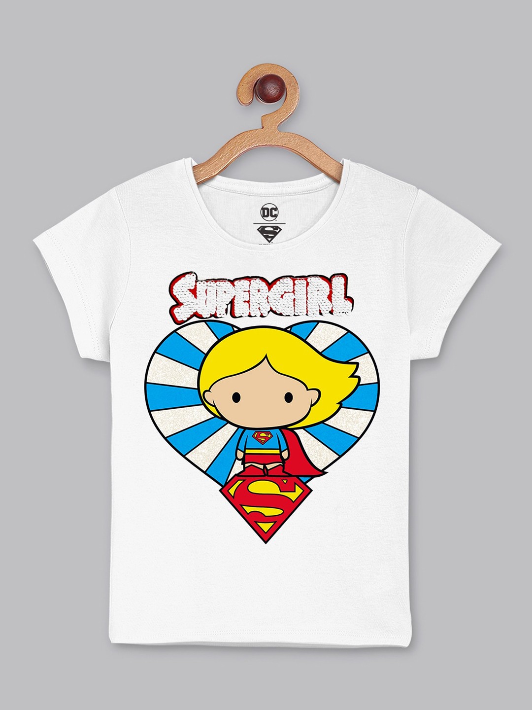 

Kids Ville Girls White Supergirl Featured Cotton Tshirt