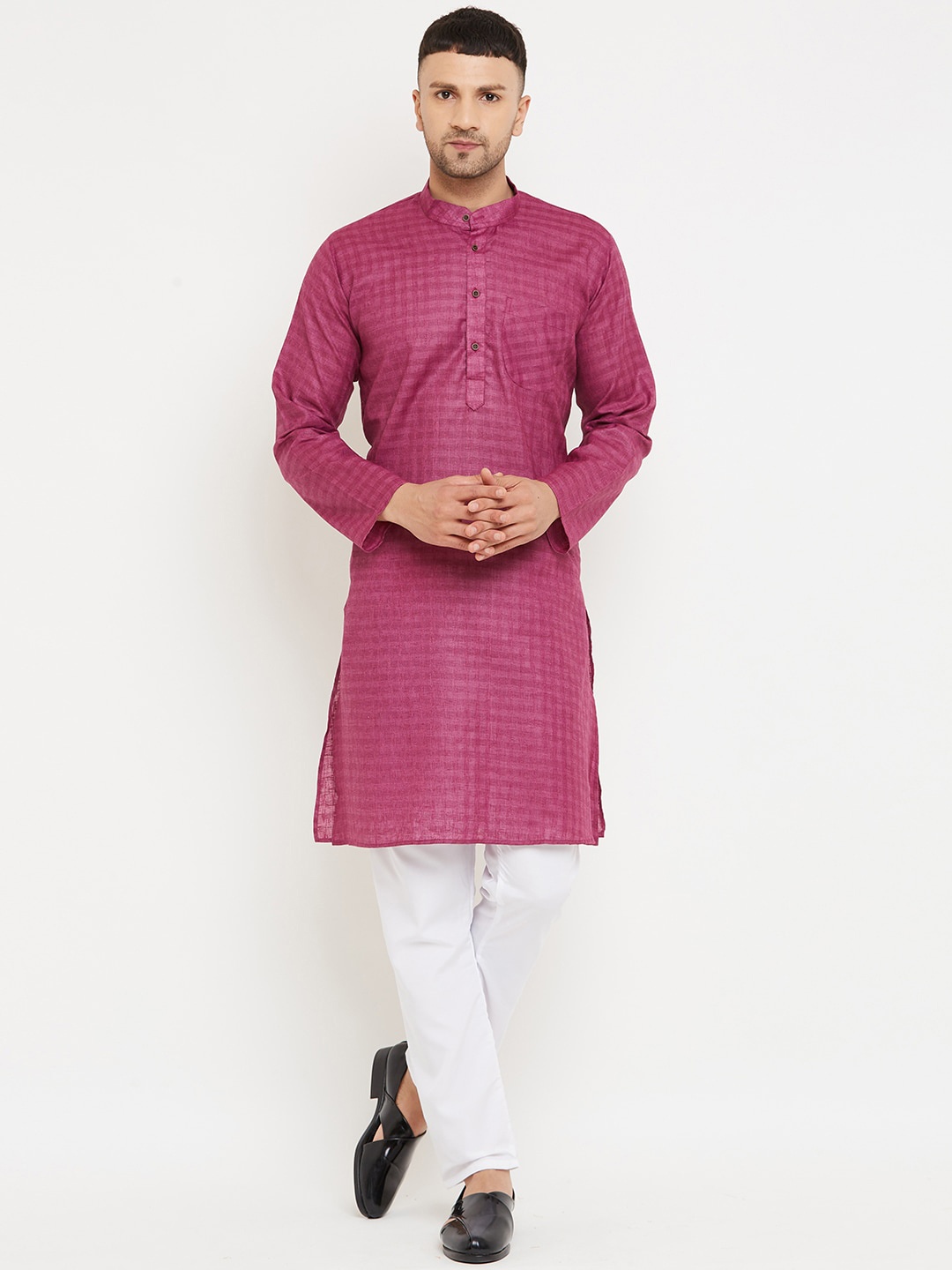 

Armaan Ethnic Men Purple Angrakha Pure Cotton Kurta with Pyjamas