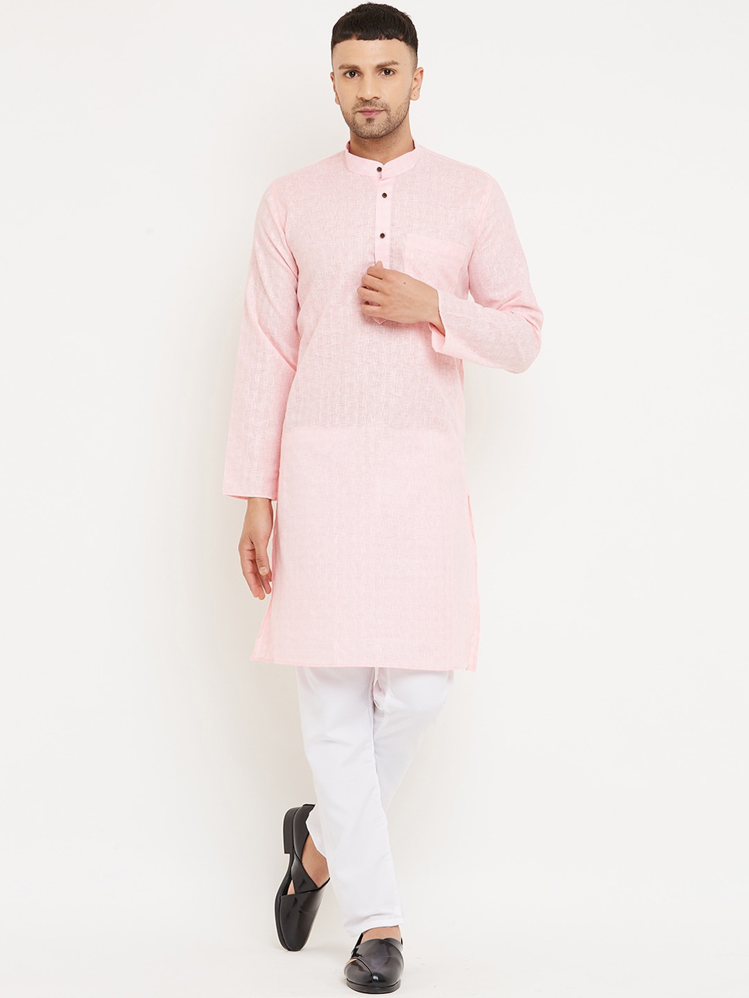 

Armaan Ethnic Men Pink & White Pure Cotton Kurta with Pyjamas