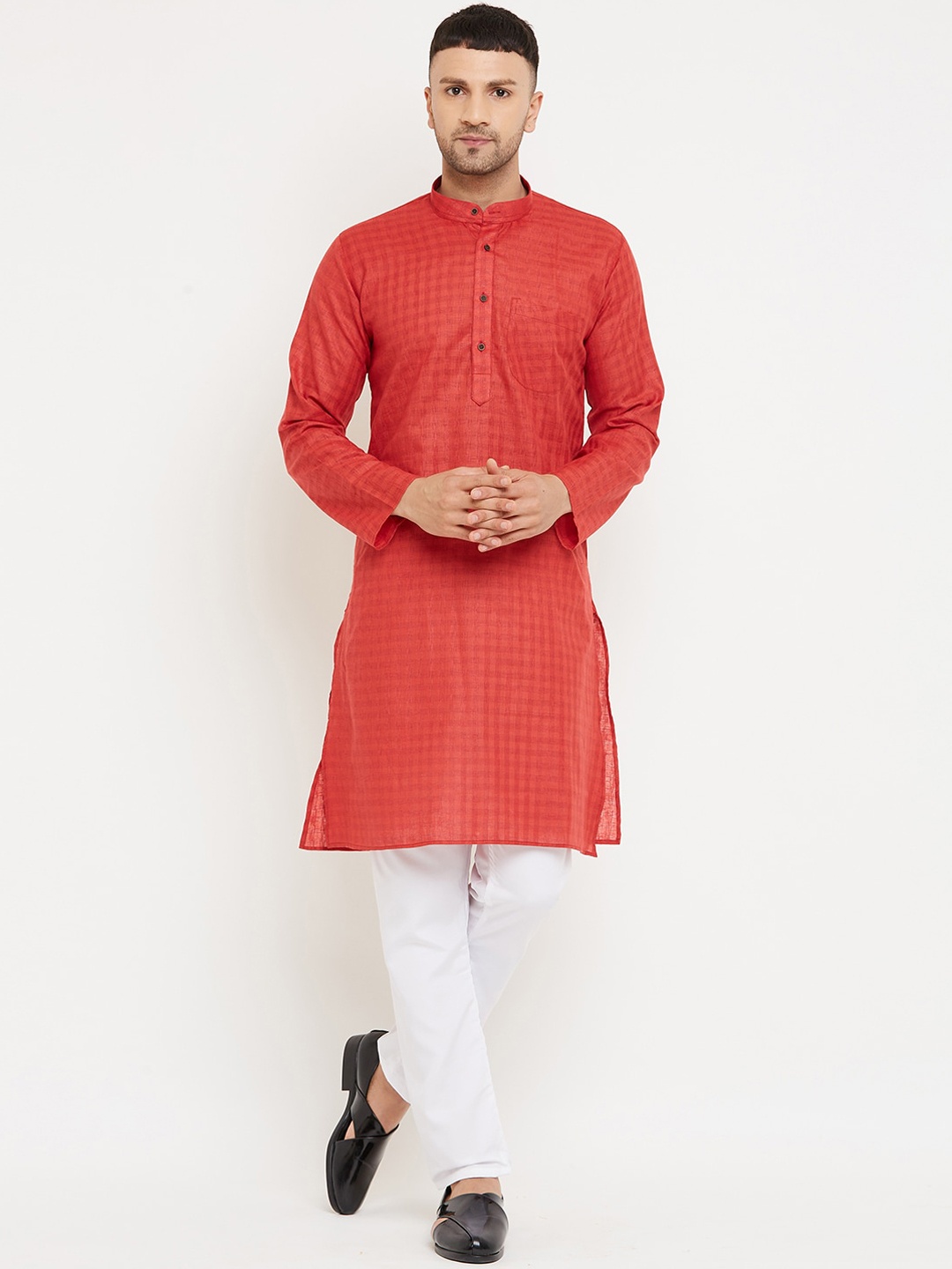 

Armaan Ethnic Men Red Pure Cotton Kurta with Pyjamas
