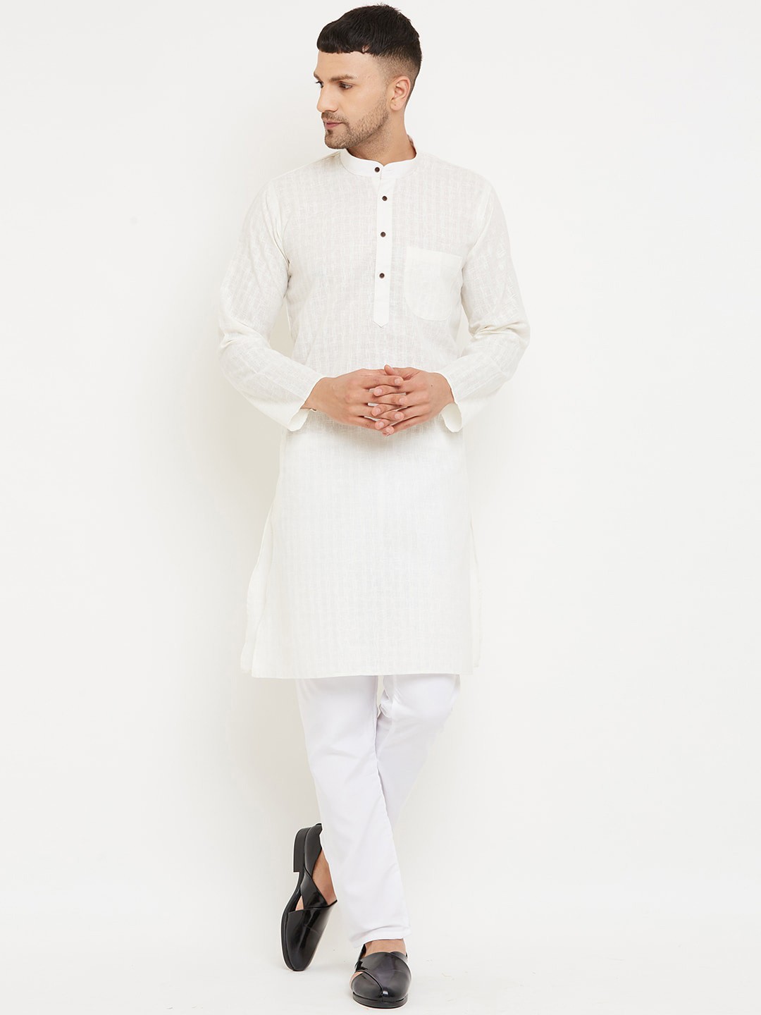 

Armaan Ethnic Men Off White Self Design Pure Cotton Kurta Set