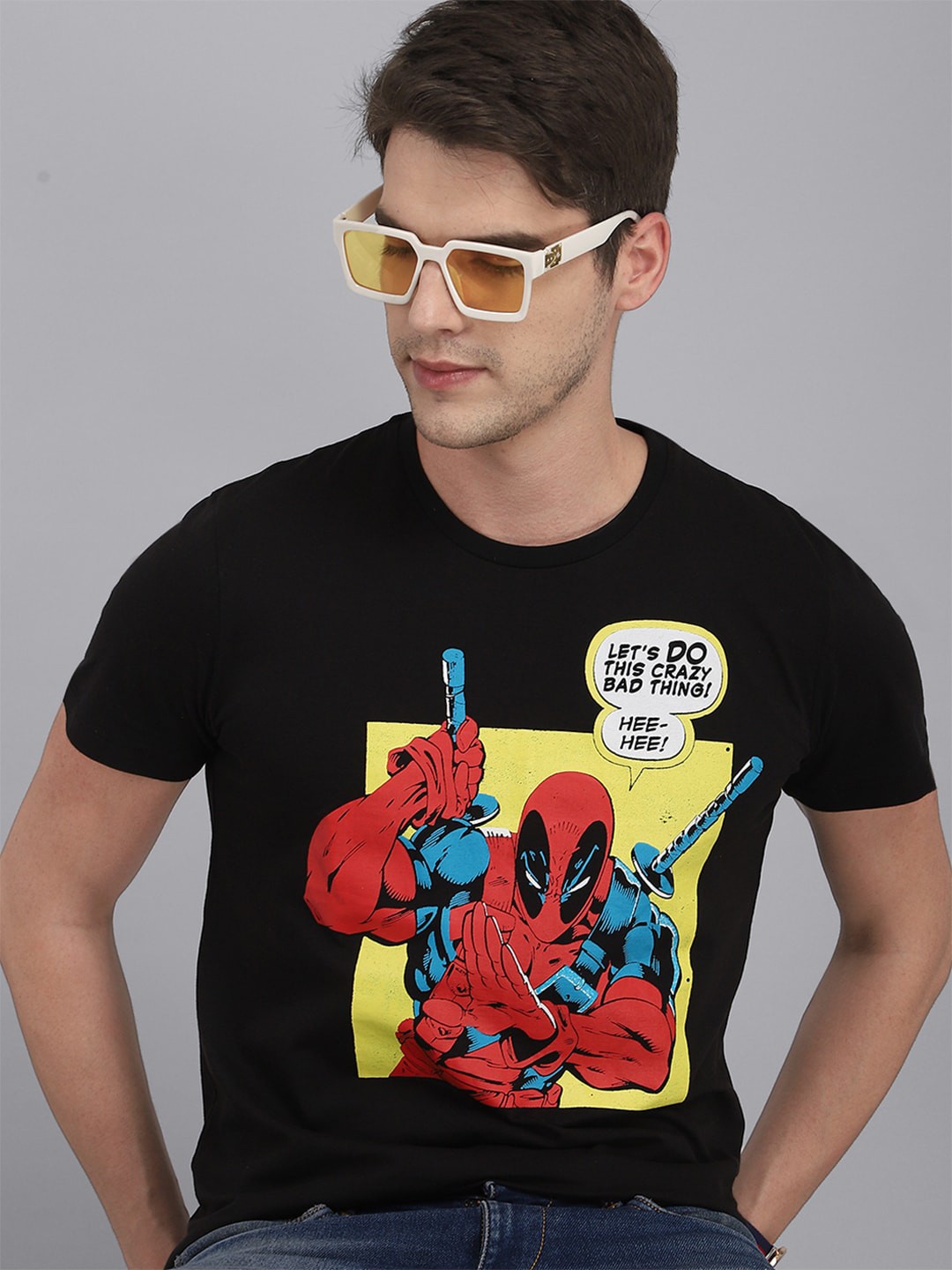 

Free Authority Men Black & Red Deadpool Featured Pure Cotton T-shirt