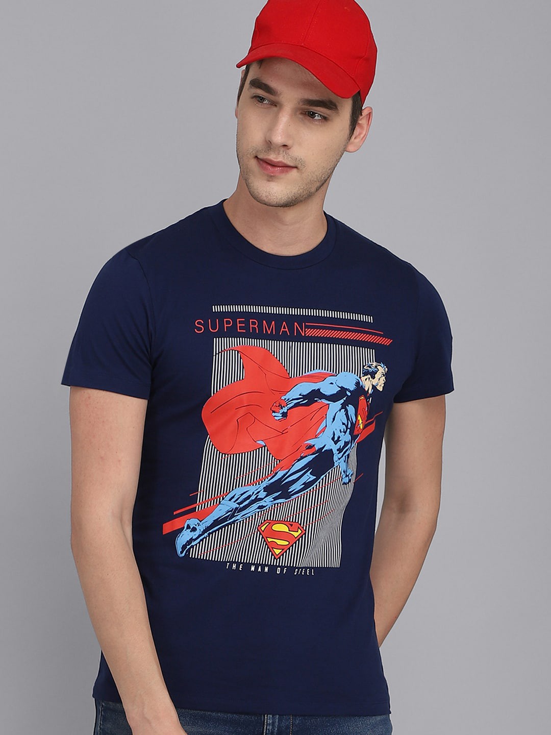 

Free Authority Men Blue Superman Printed Cotton T-shirt