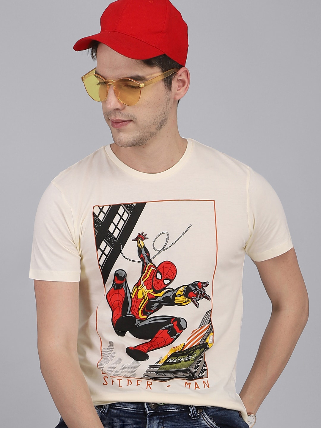 

Free Authority Men Off White Spider-Man Printed Cotton T-shirt
