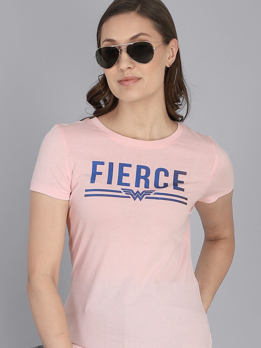 

Free Authority Women Pink Wonder Woman Printed Pure Cotton T-shirt