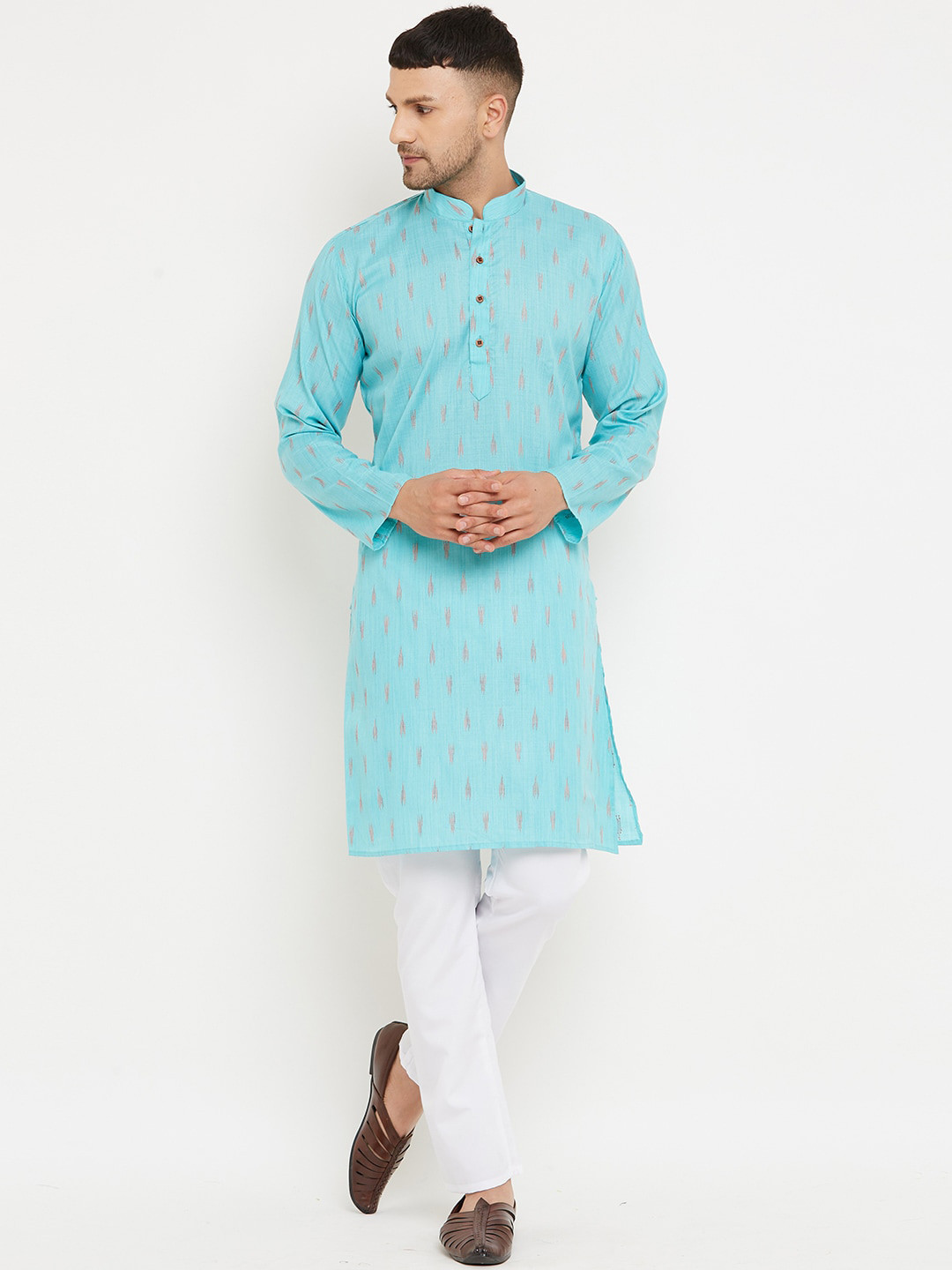 

Armaan Ethnic Men Sea Green Kurta with Churidar
