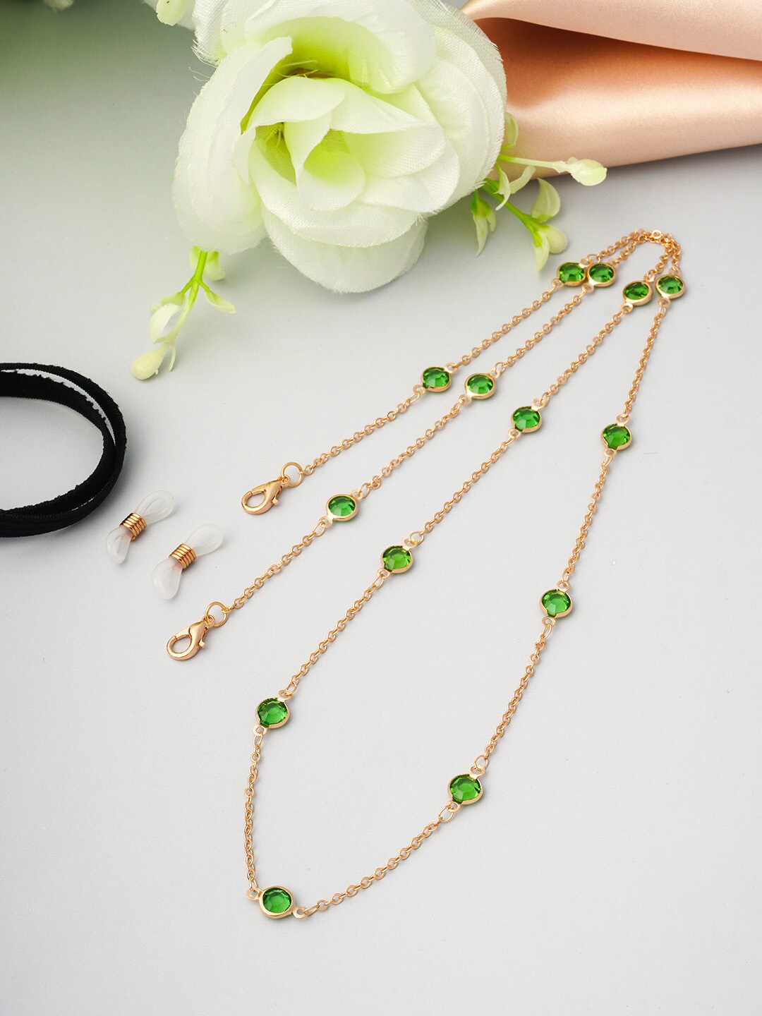 

Ferosh Green & Gold-Toned Face Mask Chain