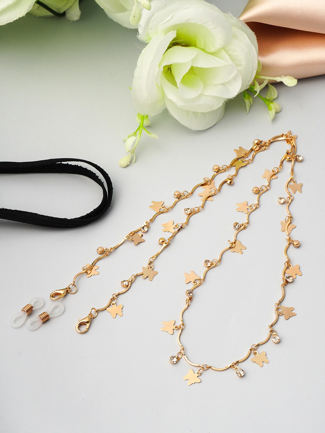 

Ferosh Women Gold-Toned Butterfly Charm Face Mask Chain