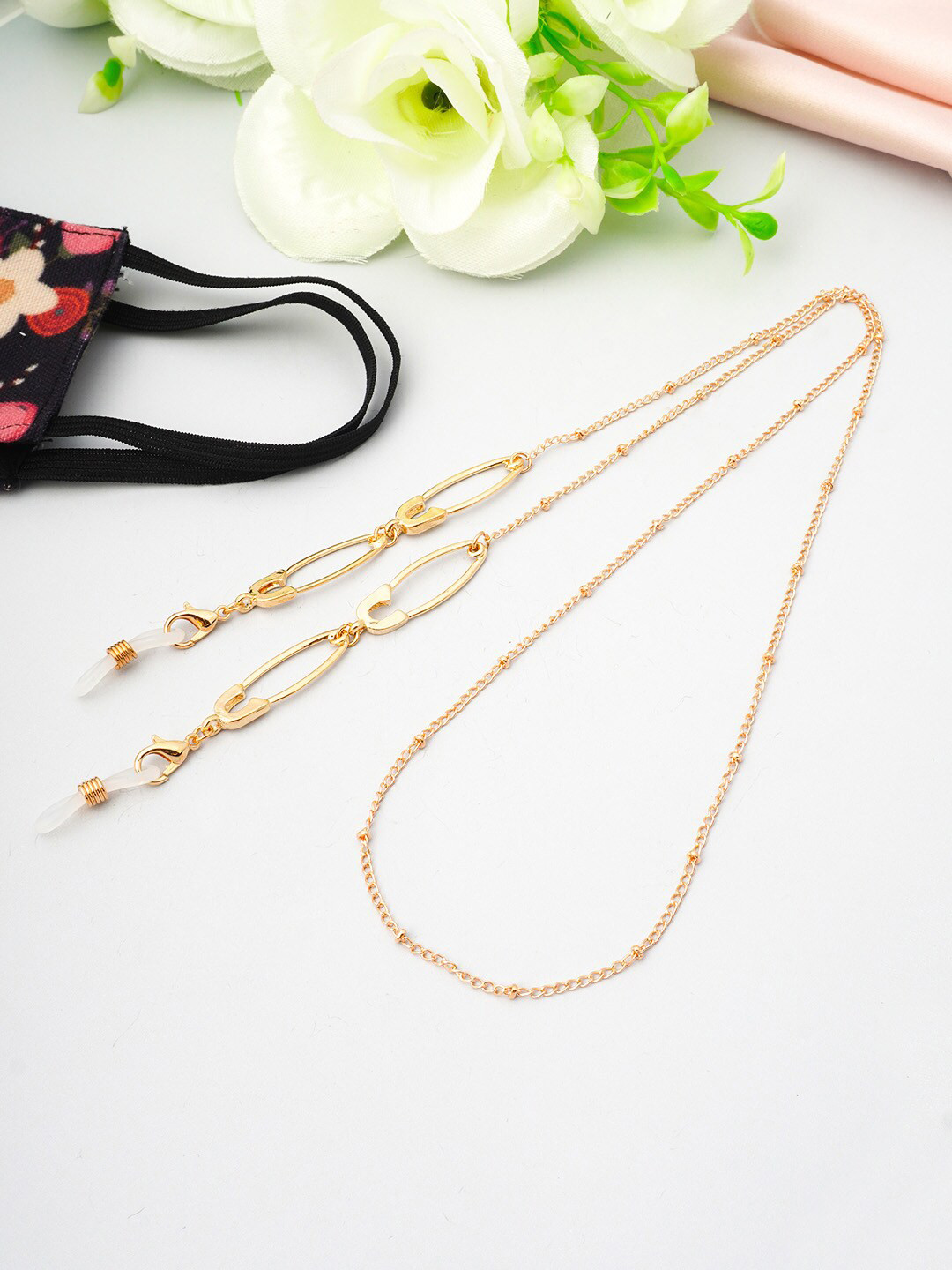 

Ferosh Gold-Toned Safety Pin Face Mask Chain