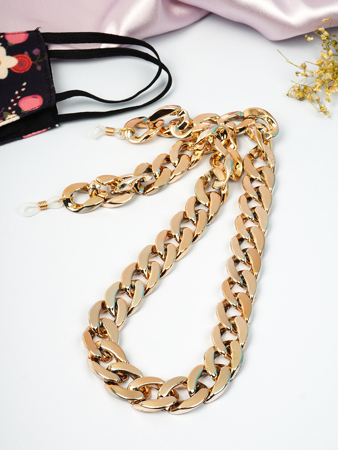 

Ferosh Women Gold-Toned Curb Face Mask Chain