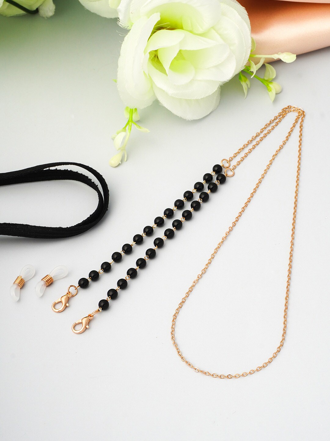 

Ferosh Gold Toned Beaded Face Mask Chain