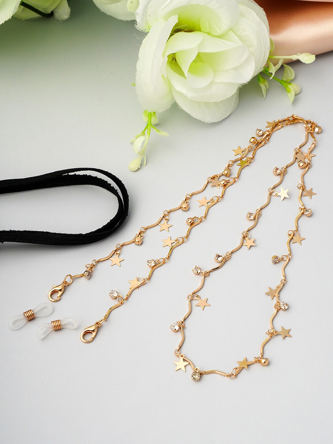 

Ferosh Gold-Toned Star Charm Face Mask Chain