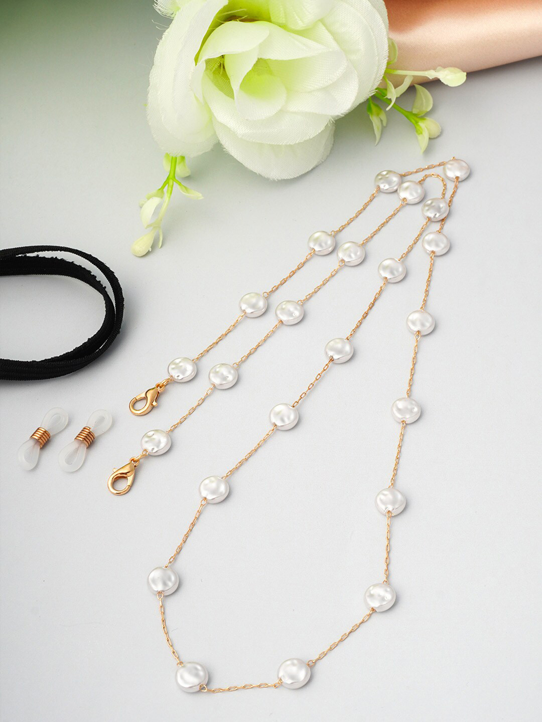 

Ferosh Gold-Toned White Face Mask Chain