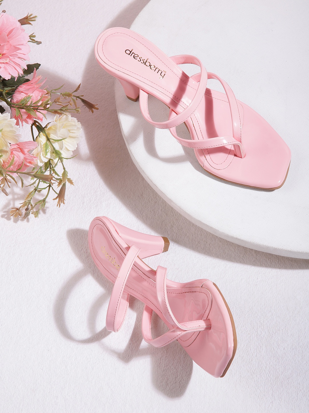 

DressBerry Pink Solid Handcrafted Block Heels