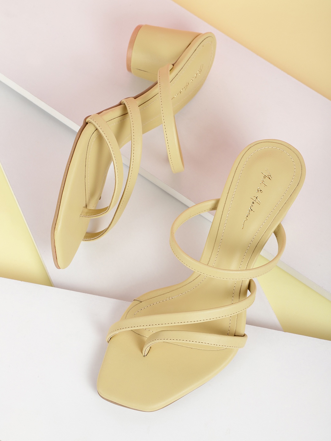 

Mast & Harbour Yellow Solid Block Heels
