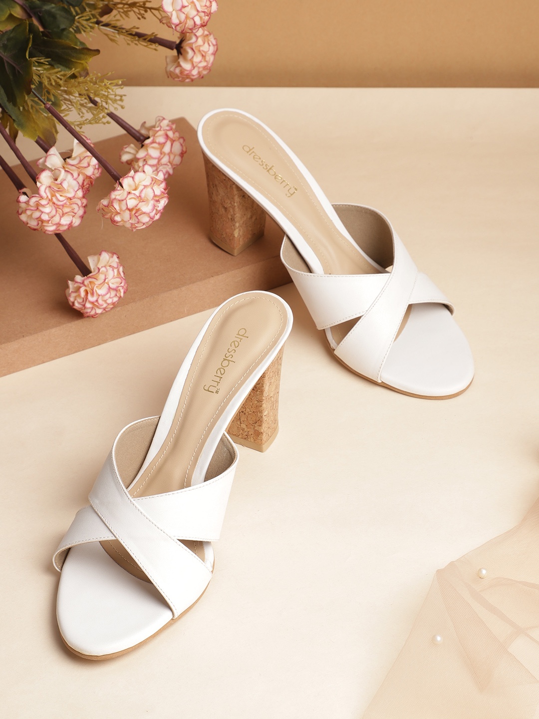 

DressBerry Women White Solid Block Heels