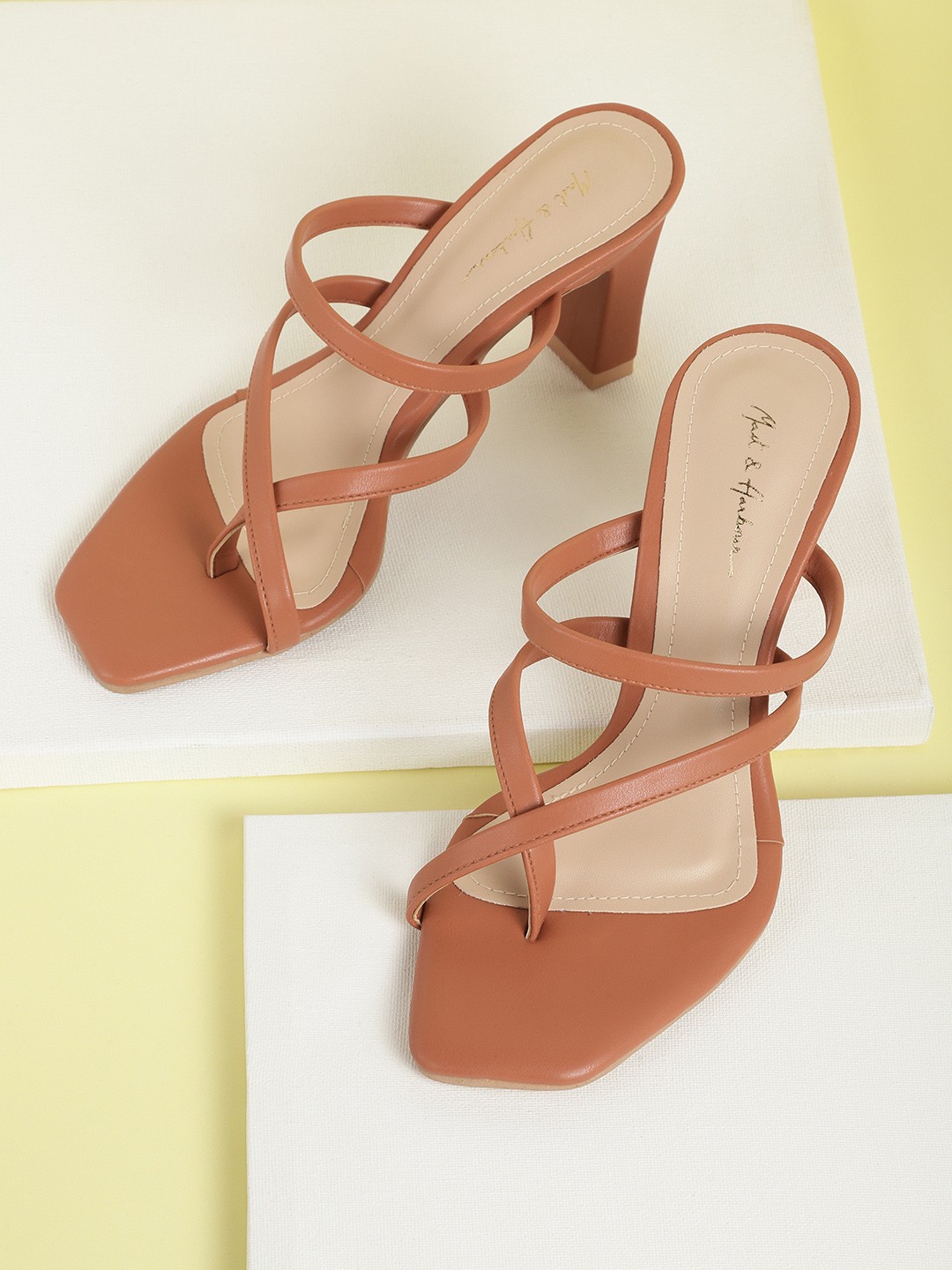 

Mast & Harbour Tan Brown Solid Handcrafted Block Heels