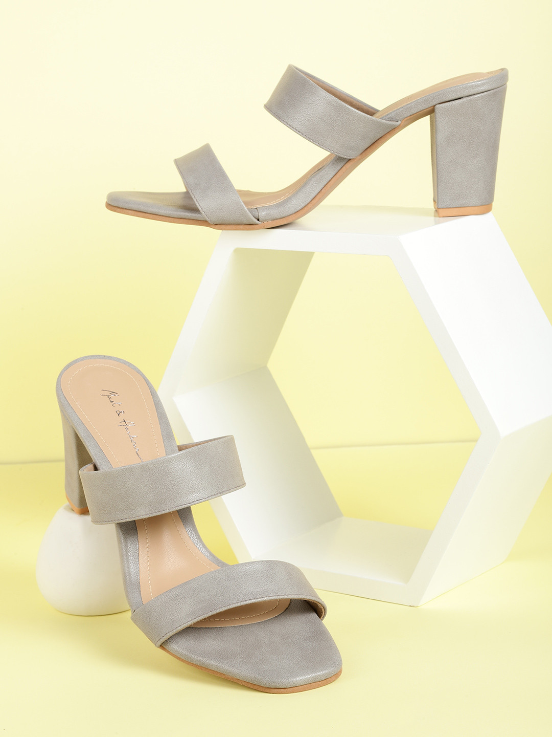 

Mast & Harbour Grey Solid Handcrafted Block Heels