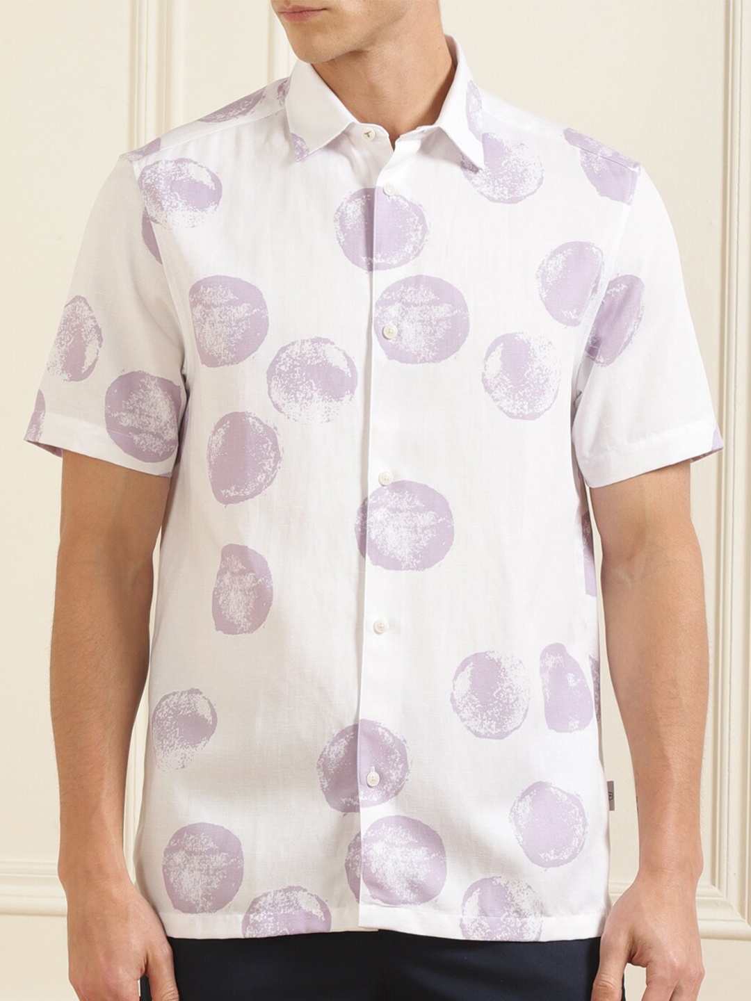 

Ted Baker Men White & Purple Printed Pure Cotton Casual Shirt