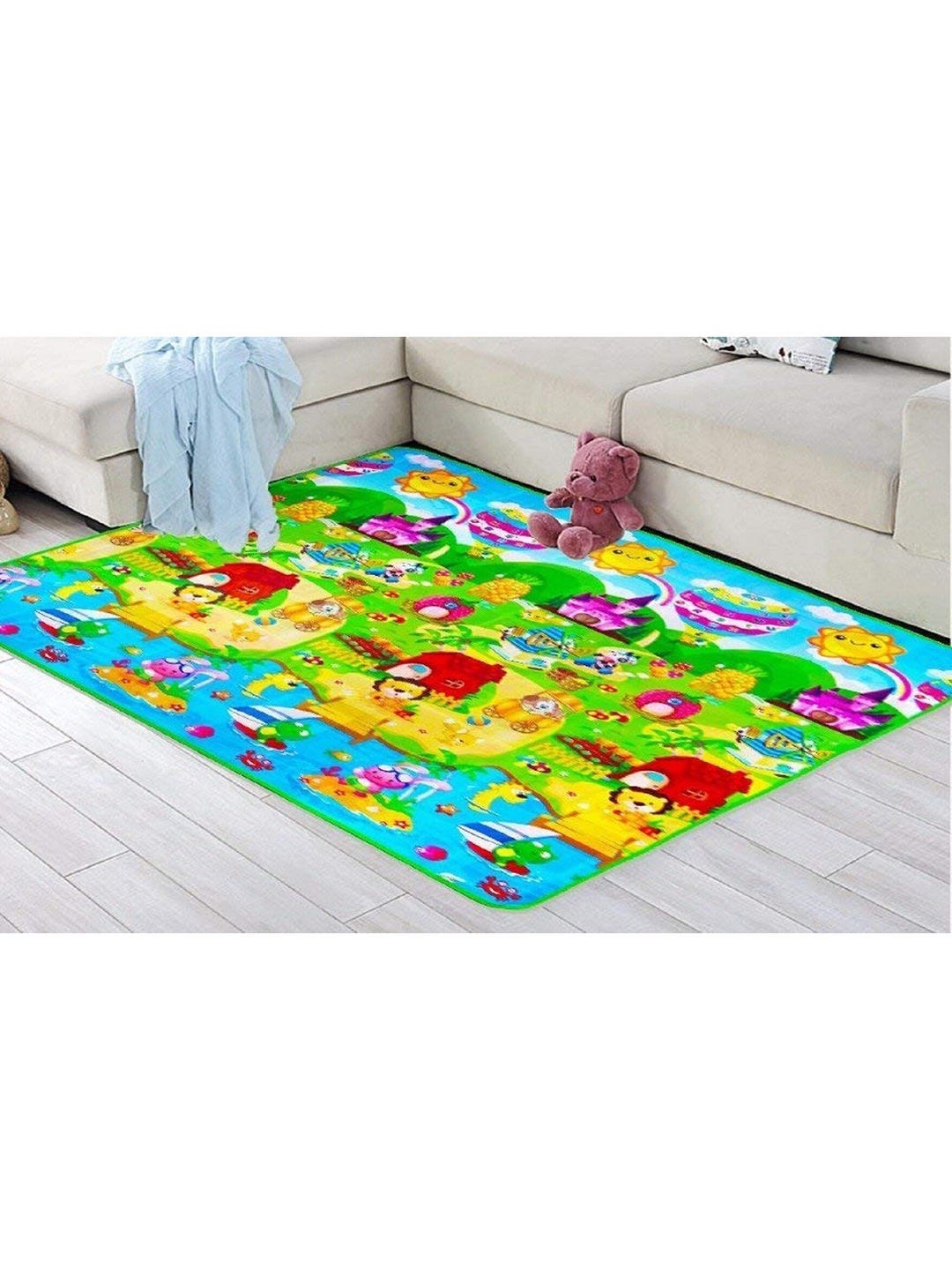 

SKYLOFTS Kids Green & Blue Waterproof Double Side Crawling Baby Mat, Multi