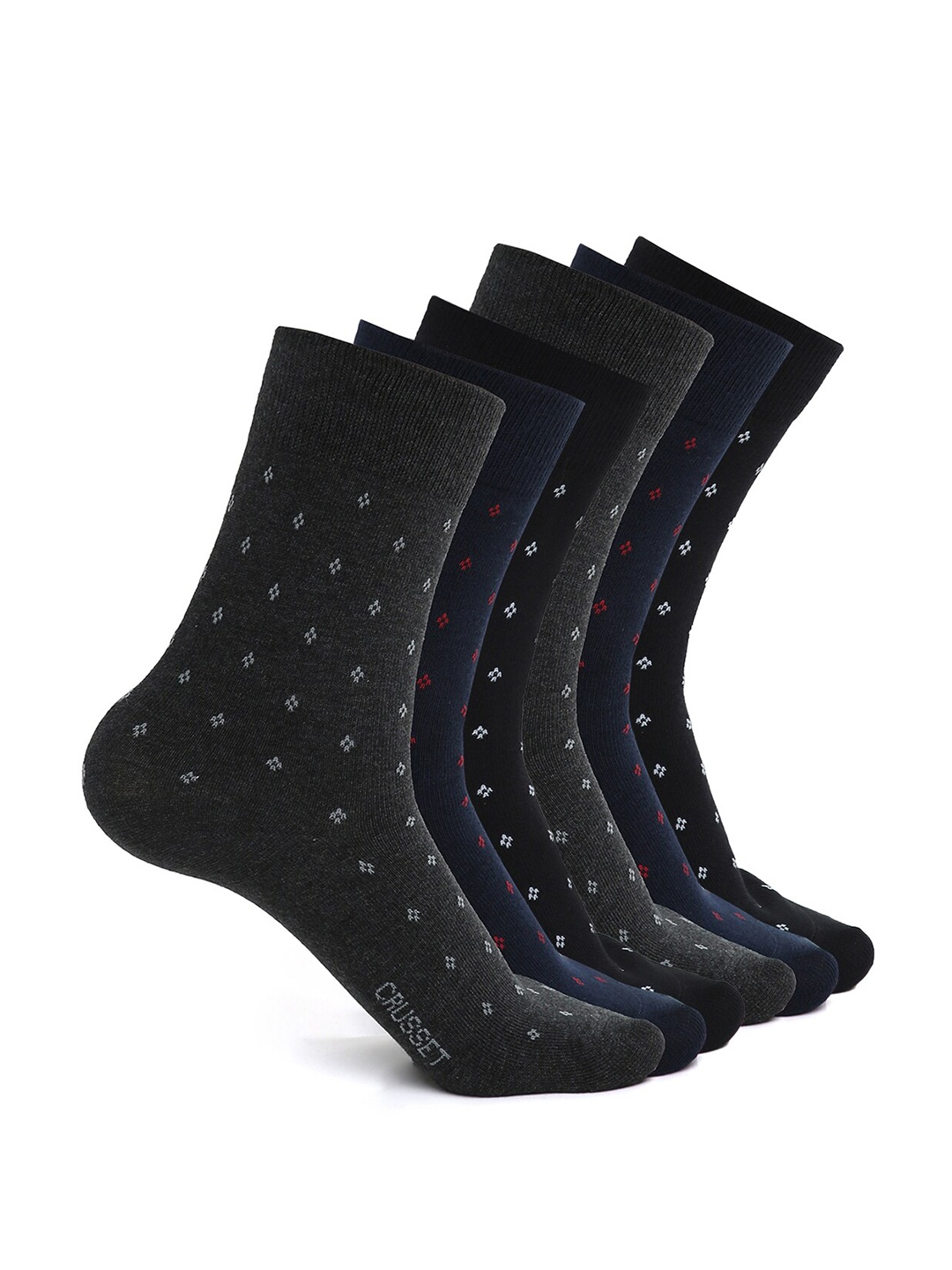 

CRUSSET Men Pack Of 6 Assorted Printed Cotton Calf Length Socks