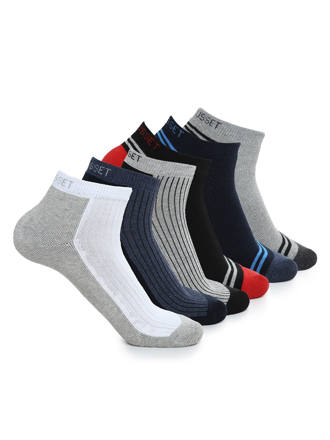 

CRUSSET Men Pack Of 6 Assorted Ankle-Length Cotton Socks