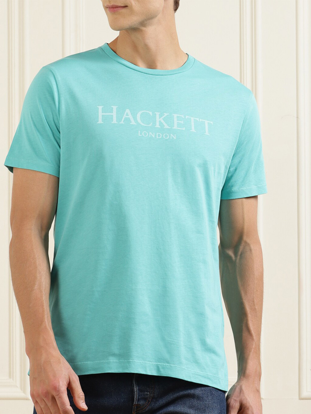 

HACKETT LONDON Men Blue Typography Pure Cotton T-shirt
