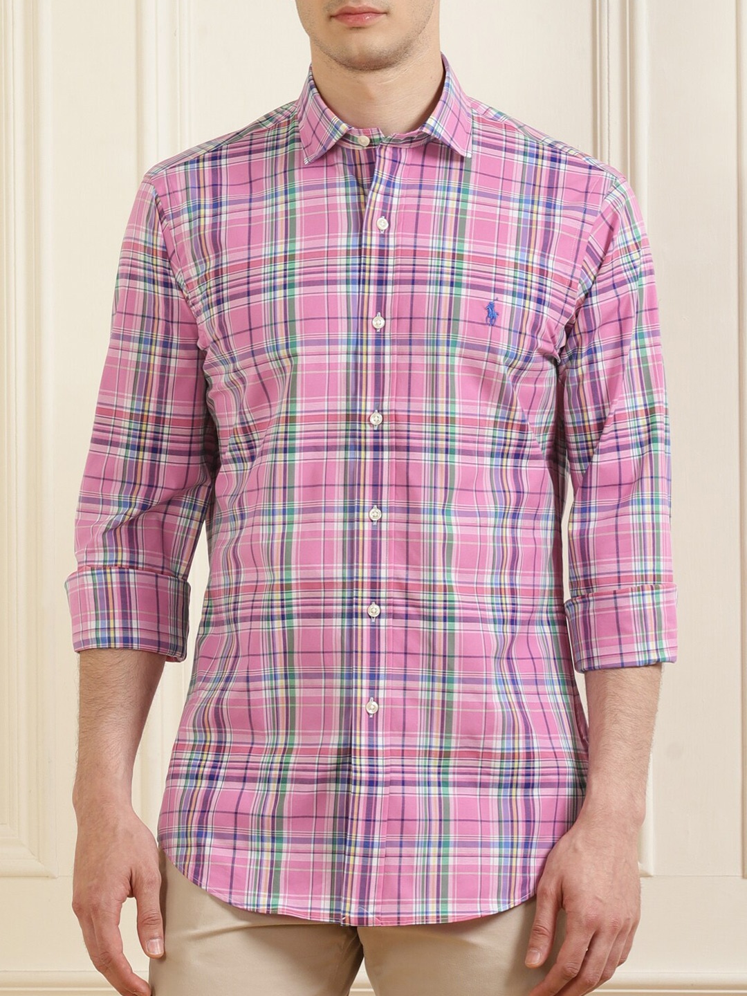 

Polo Ralph Lauren Men Pink Checked Cotton Casual Shirt