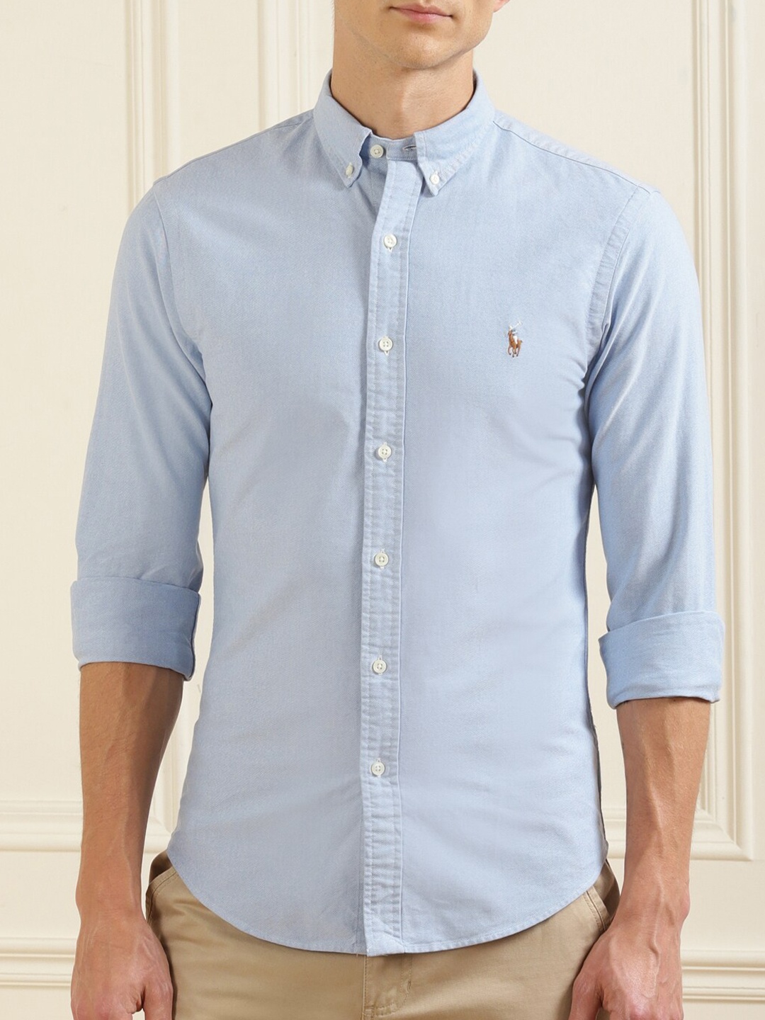 

Polo Ralph Lauren Men Blue Solid Regular Fit Cotton Casual Shirt