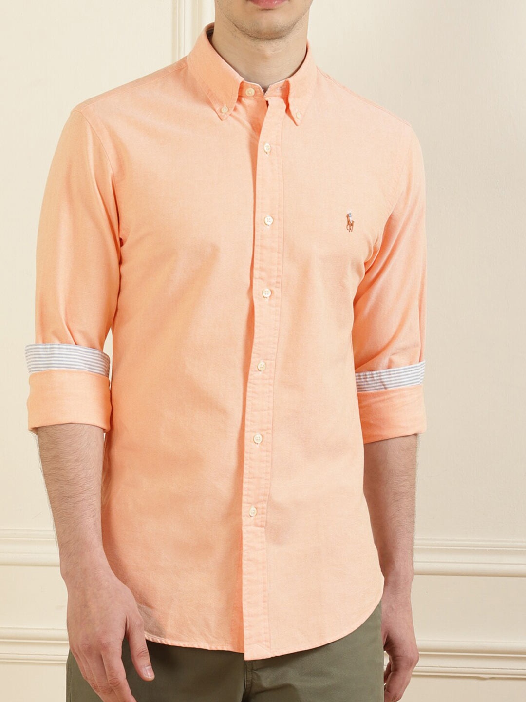 

Polo Ralph Lauren Men Orange Solid Regular Fit Cotton Casual Shirt