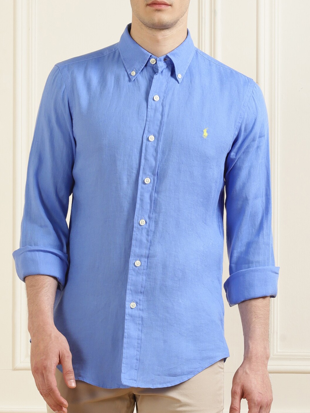 

Polo Ralph Lauren Blue Solid Linen Casual Shirt