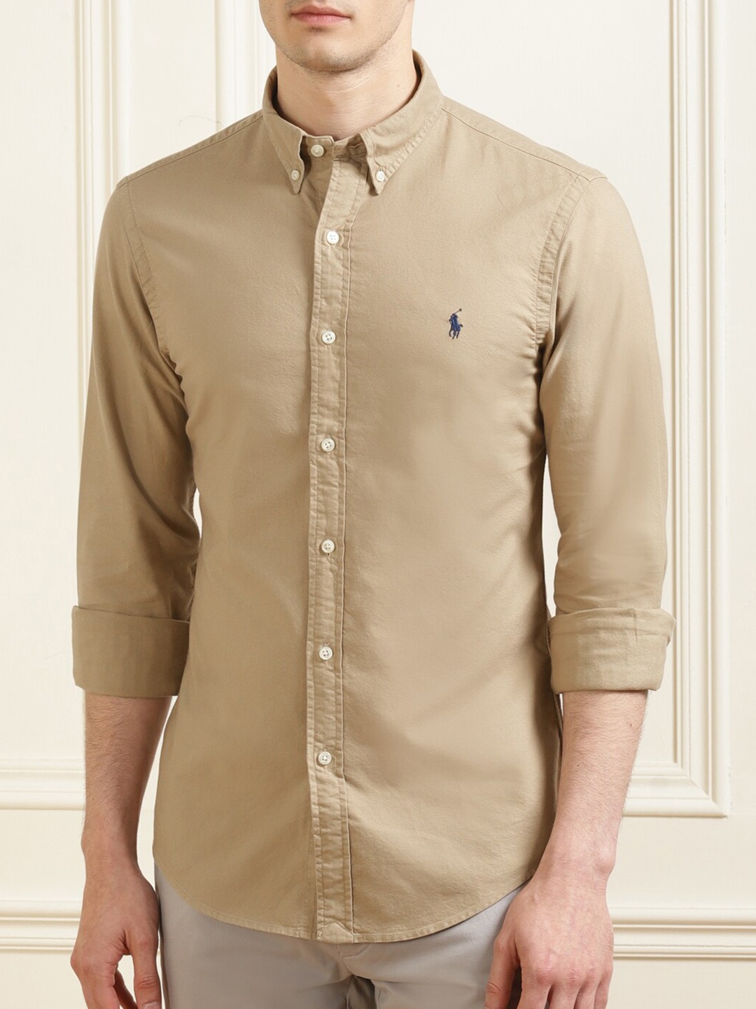 

Polo Ralph Lauren Men Beige Cotton Slim Fit Casual Shirt