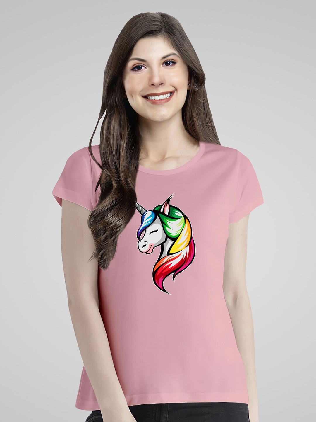 

Pootlu Women Pink Printed Unicorn T-shirt