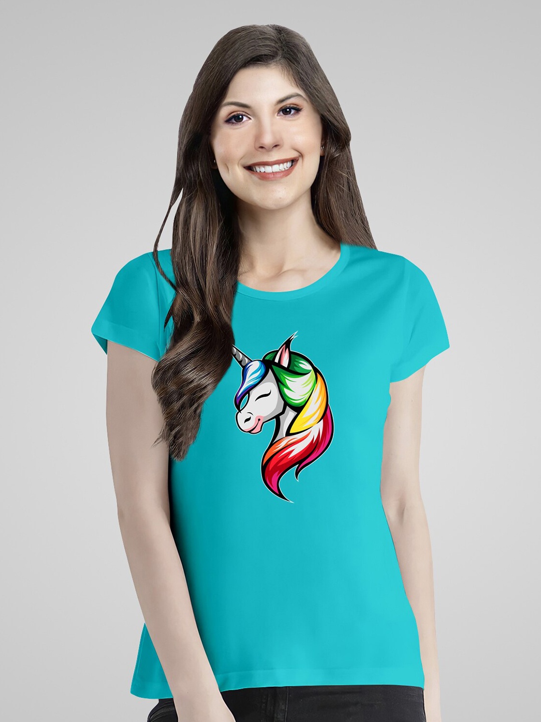 

Pootlu Women Blue Printed T-shirt