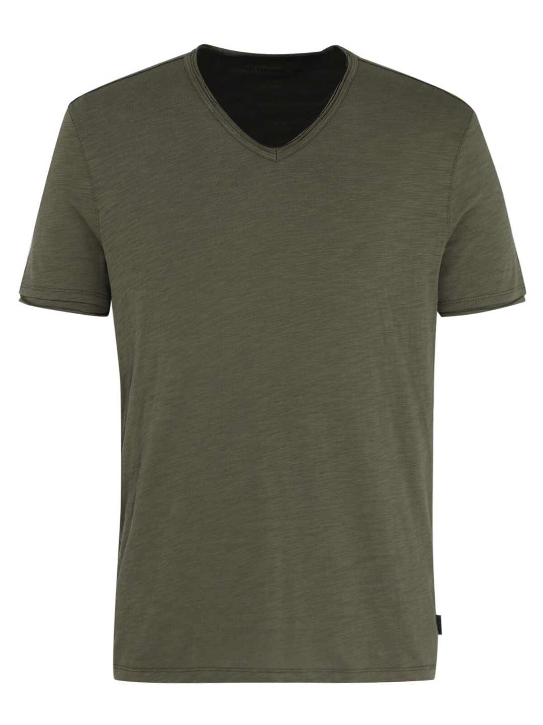 

JOHN VARVATOS Men Olive Green Pure Cotton Slim Fit T-shirt