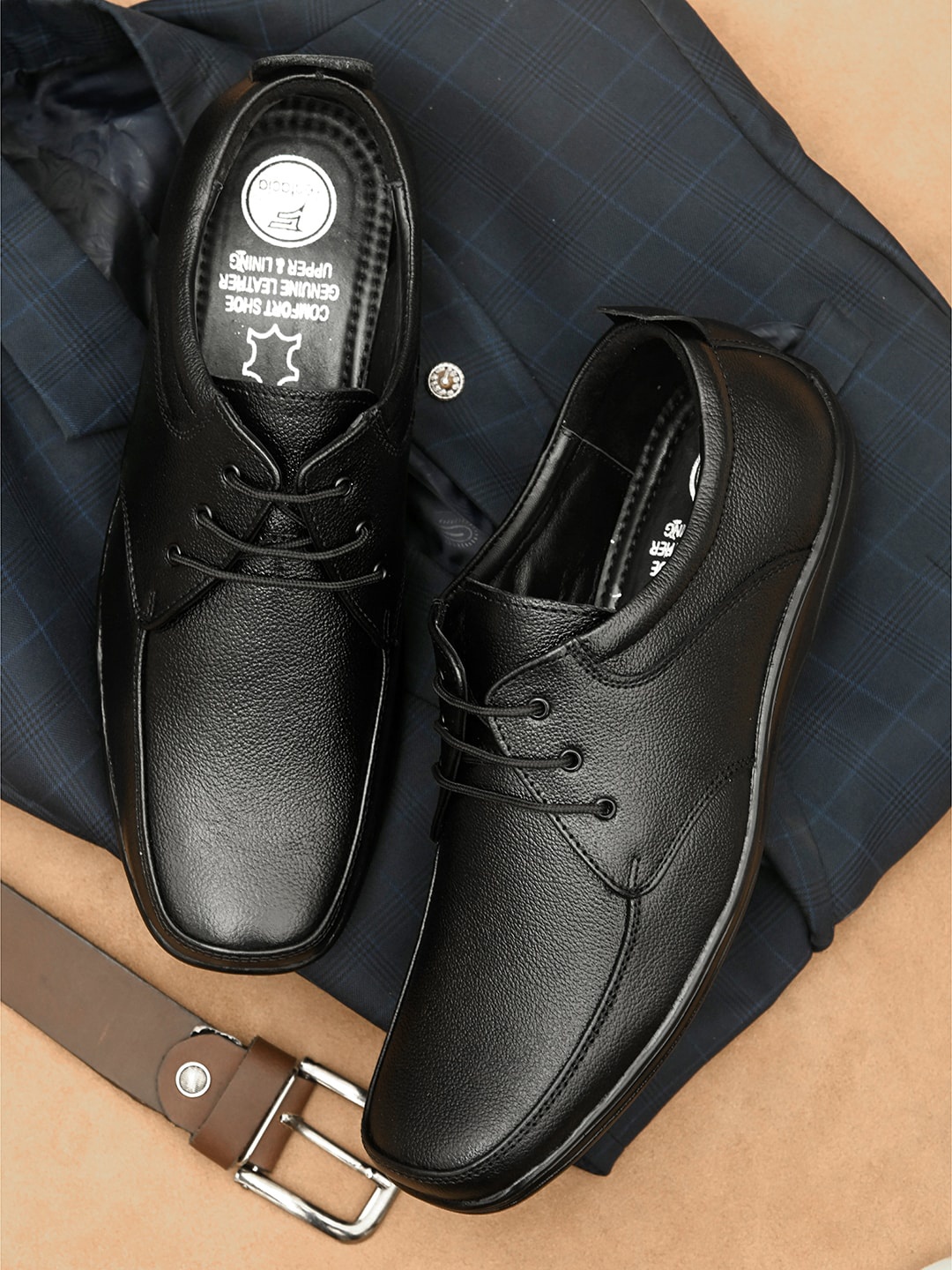 

Fentacia Men Black Genuine Leather Slip-On Formal Shoes
