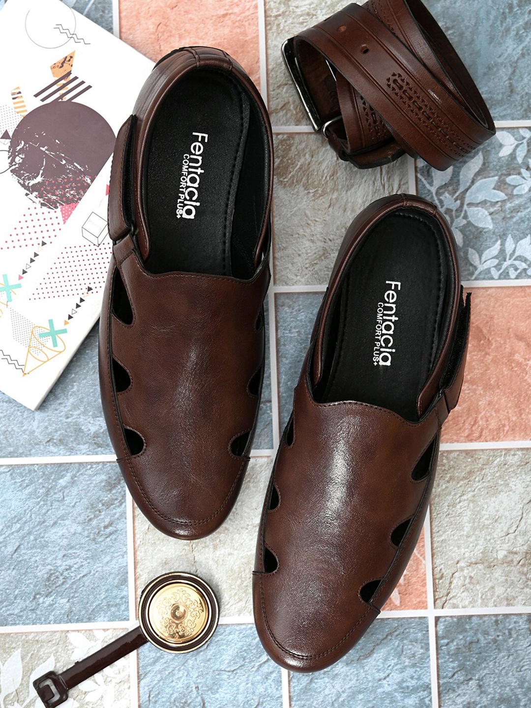 

Fentacia Men Brown Shoe-Style Sandals