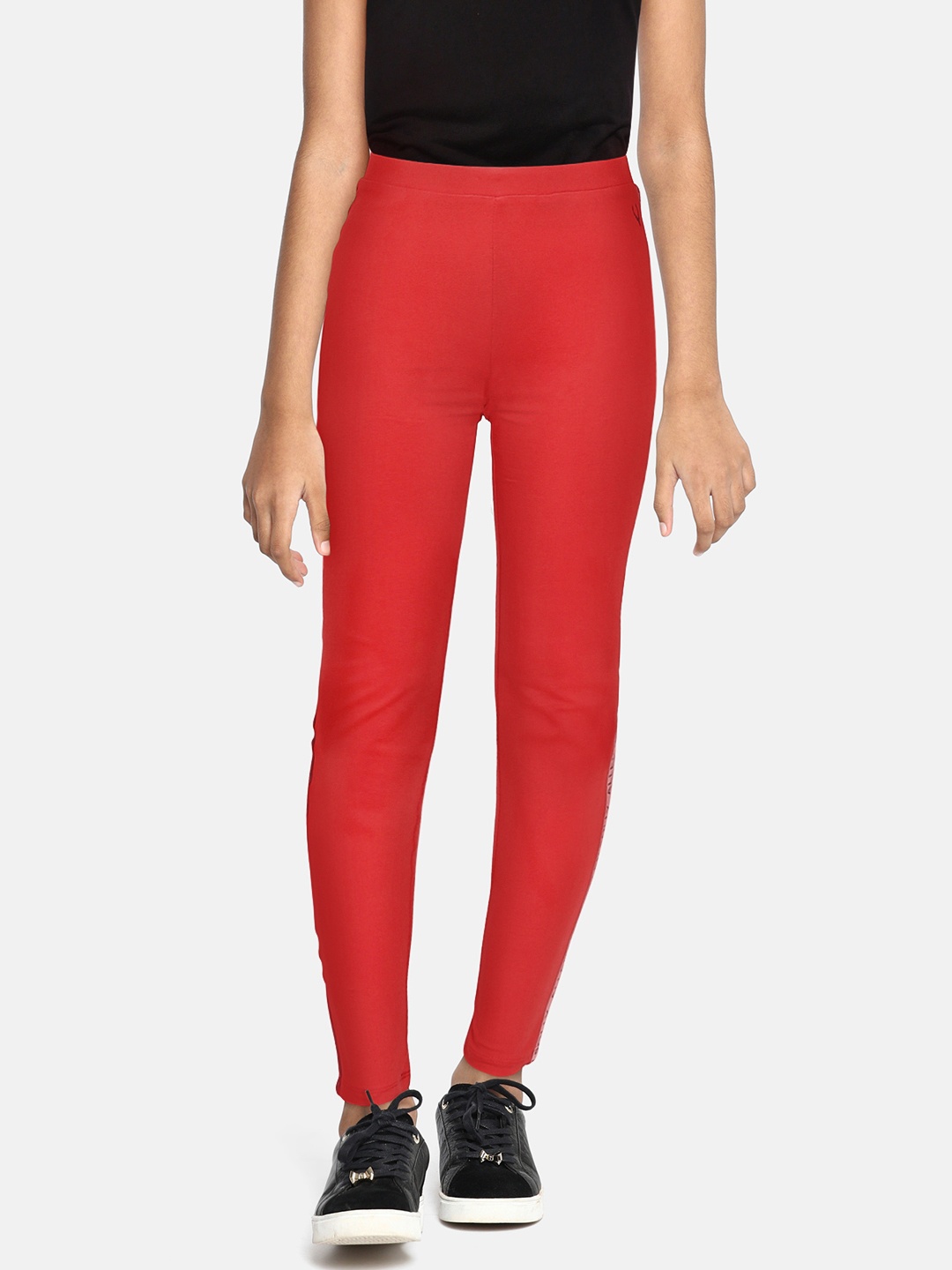 

Allen Solly Junior Girls Red Brand Logo Printed Leggings