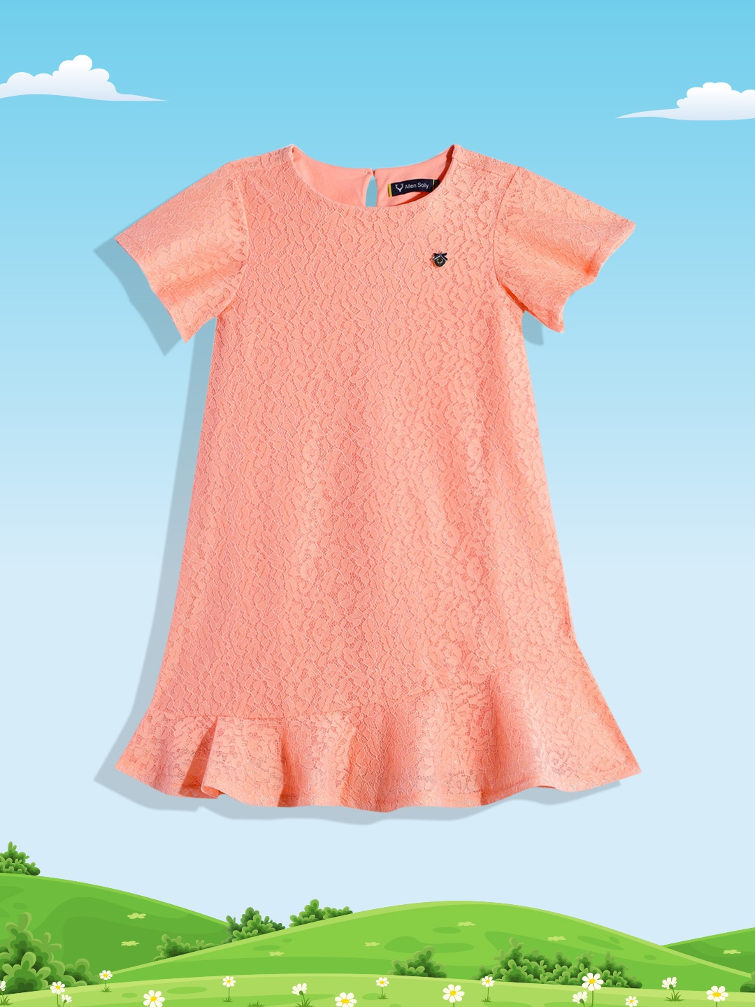 

Allen Solly Junior Girls Peach-Coloured A-Line Dress