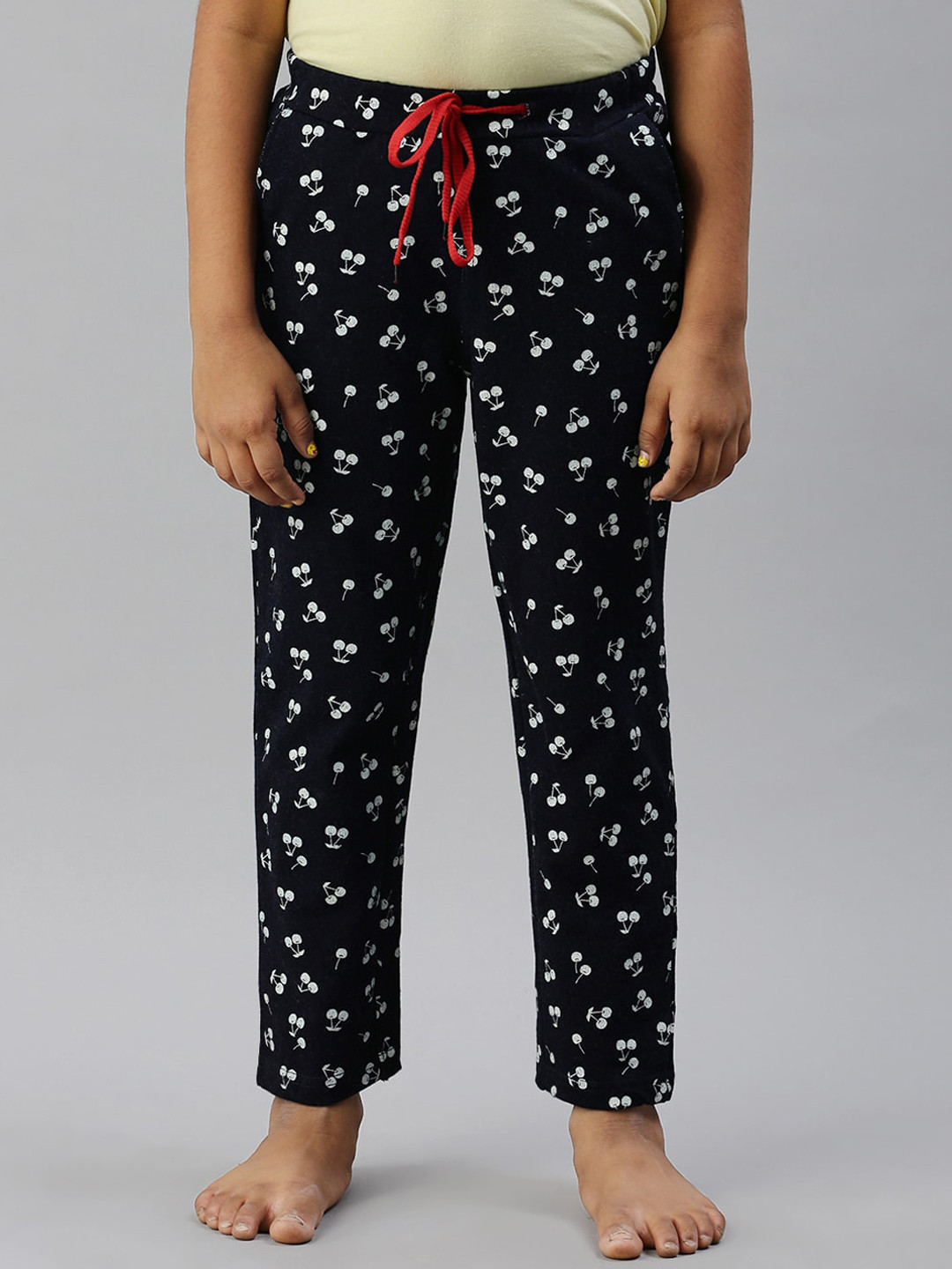 

Kryptic Girls Navy Blue & White Printed Cotton Lounge Pants