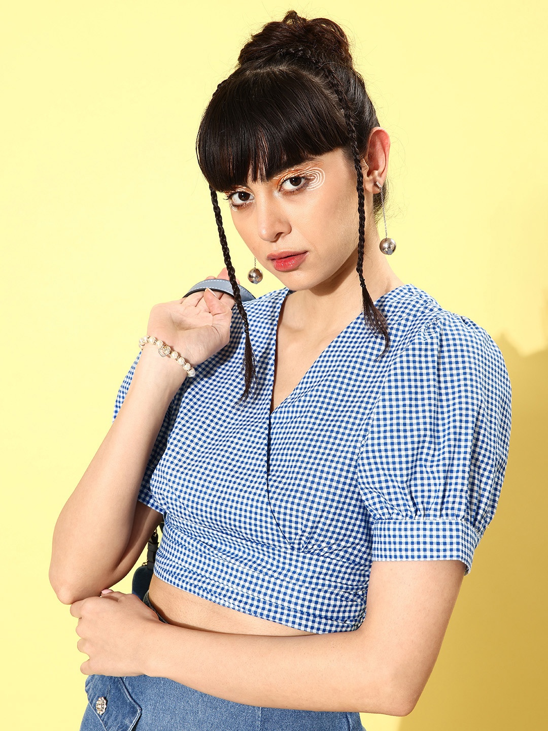 

Rare Blue Checked Volume Play Top