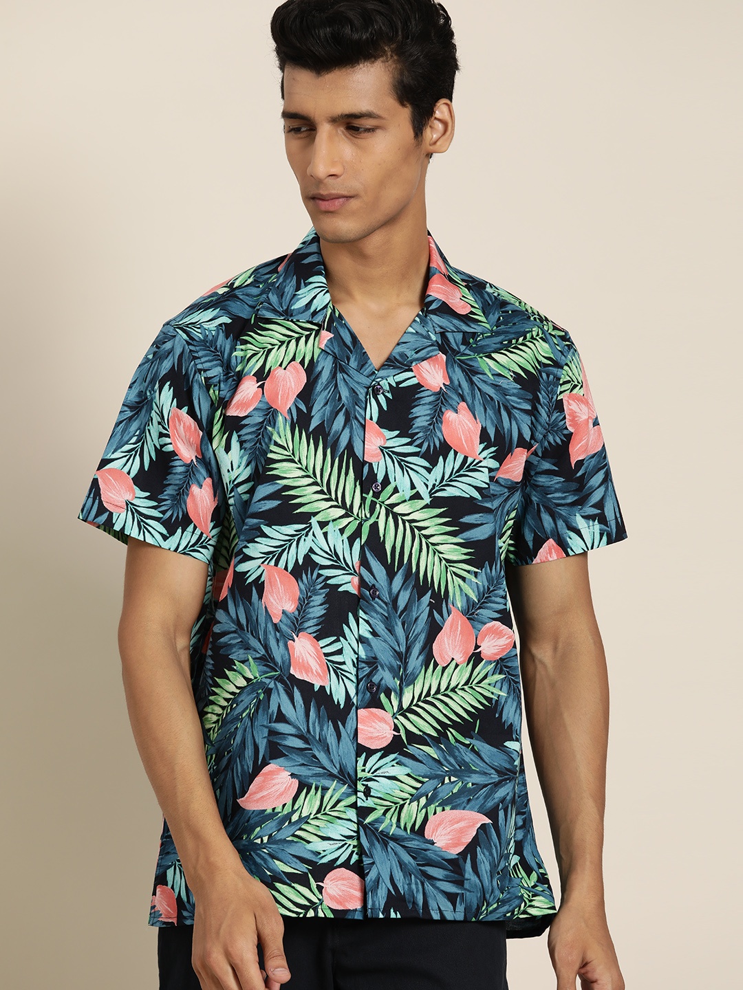 

Hancock Men Navy Blue Relaxed Floral Printed Casual Shirt
