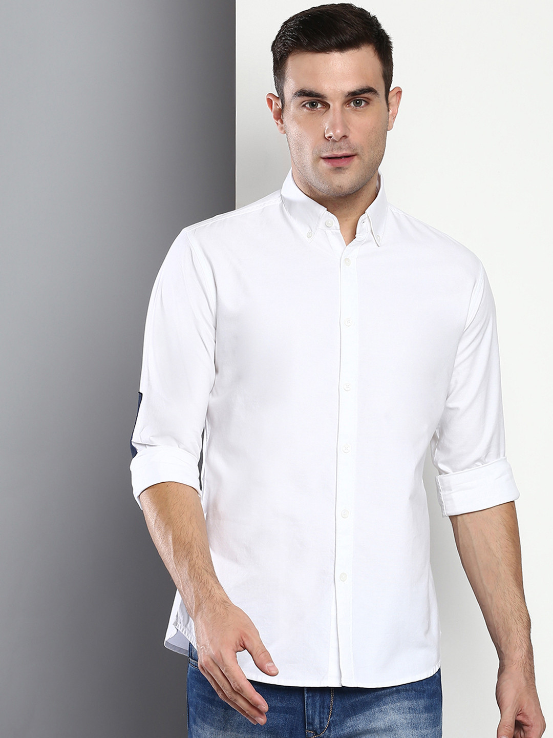 

Dennis Lingo Men White Slim Fit Casual Shirt